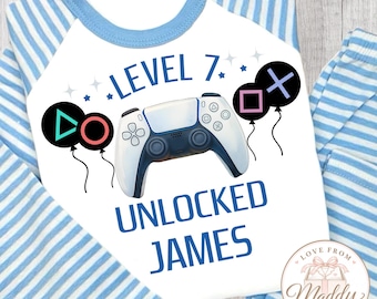 Personalised Gaming Birthday Pyjamas | Gaming PJs | PlayStation Xbox Birthday Pyjamas | Personalised Boys Birthday Gift | Boys PJs