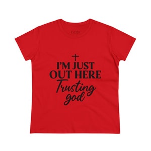 Christian Women's T-Shirt Trust God Tee Women's T-Shirt Godly Women Gift for Mom Gift for Wife Red