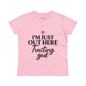 Christian Women's T-Shirt Trust God Tee Women's T-Shirt Godly Women Gift for Mom Gift for Wife Light Pink