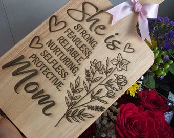 Tabla de cocina personalizada para mamá – Regalo del Día de la Madre, tabla de cortar de madera personalizada. Cumpleaños de mamá, mamá trabajadora, mamá de la iglesia