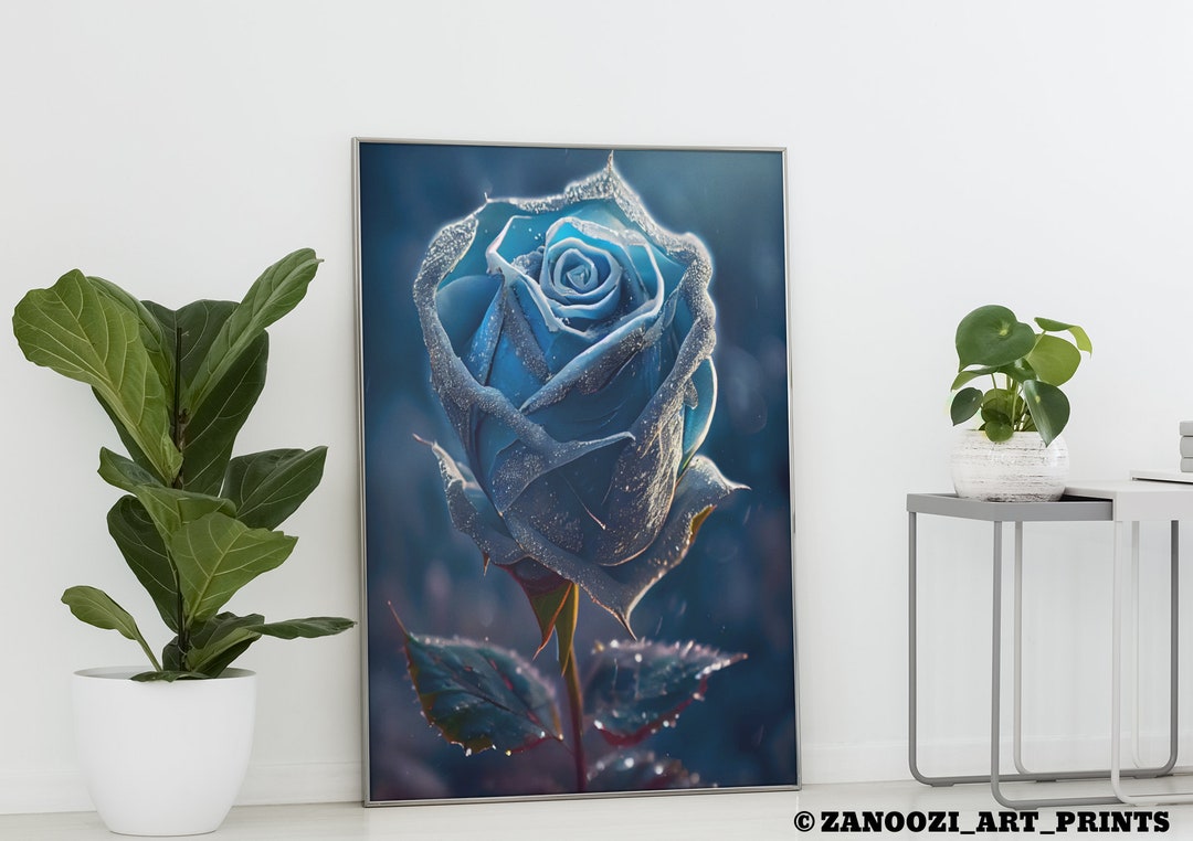 Printable Ultra Realistic Blue Rose Wall Art for Home Décor & Etsy