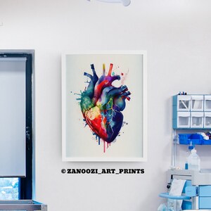 Watercolor Human Heart Anatomy, Gift for Doctor, Printable Wall Art ...
