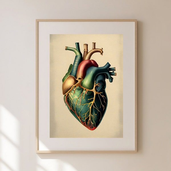 Anatomical Heart Art, Gift for Doctor, Medical Printable Wall Art, Perfect for Clinic & Therapy Office, Heart Anatomy Gift for Heart Surgeon
