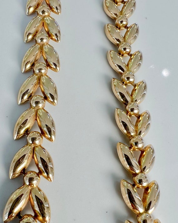 14KY Gold 15.5" Leaf Petal Link Necklace/Chain - image 7