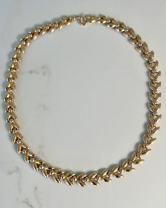 14KY Gold 15.5" Leaf Petal Link Necklace/Chain - image 2