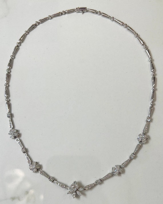 18K Ornate Flower Design Diamond Necklace