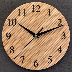 9 inch diagonally striped pine plywood wall clock