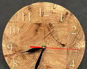 9 inch solid end grain oak slab circular wall clock