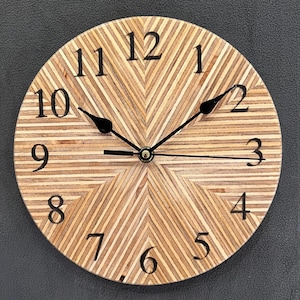 8.5 inch radial chevron pine plywood wall clock