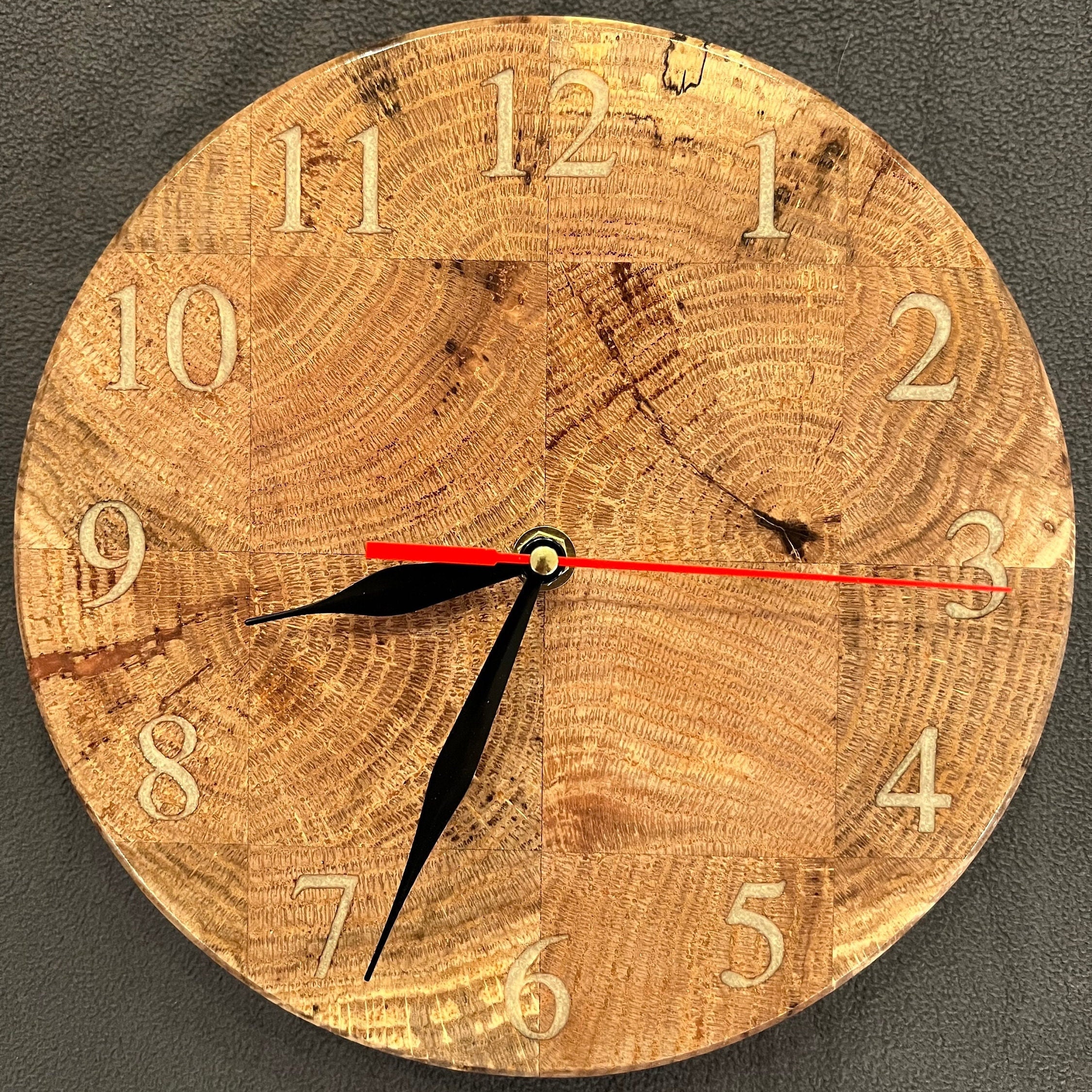 9 Inch Solid End Grain Oak Slab Circular Wall Clock - Etsy