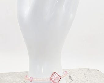Pink Czech Glass Beaded Bracelet: Artisan Bohemian Style, Latex-Free