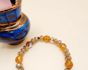 CB05 Czech Glass Elastic Stretchy Handcrafted Artisan Bohemian Style Beaded Bracelet Fire Polished Stocking Stuffer Gift Jewelry Latex Free
