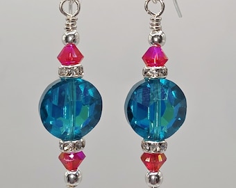 Swarovski Sterling Silver Zircon Blue AB Earrings: Artisan Crafted