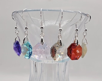 Swarovski Sterling Silver Octagon Drop Earrings – 14mm Crystal Pendants