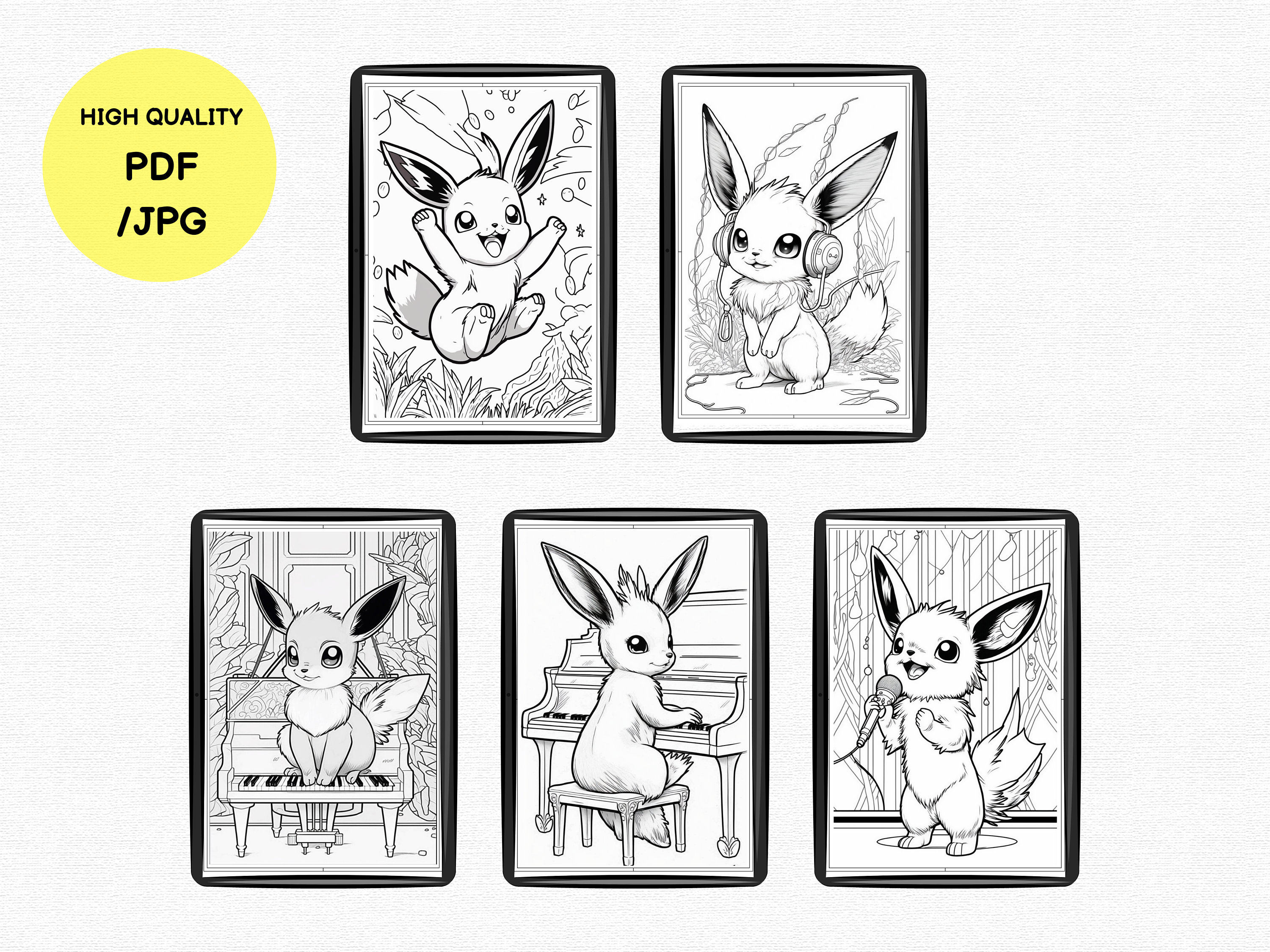 Cute Eevee Coloring Pages for Kids and Adults PDF JPG - Etsy Singapore