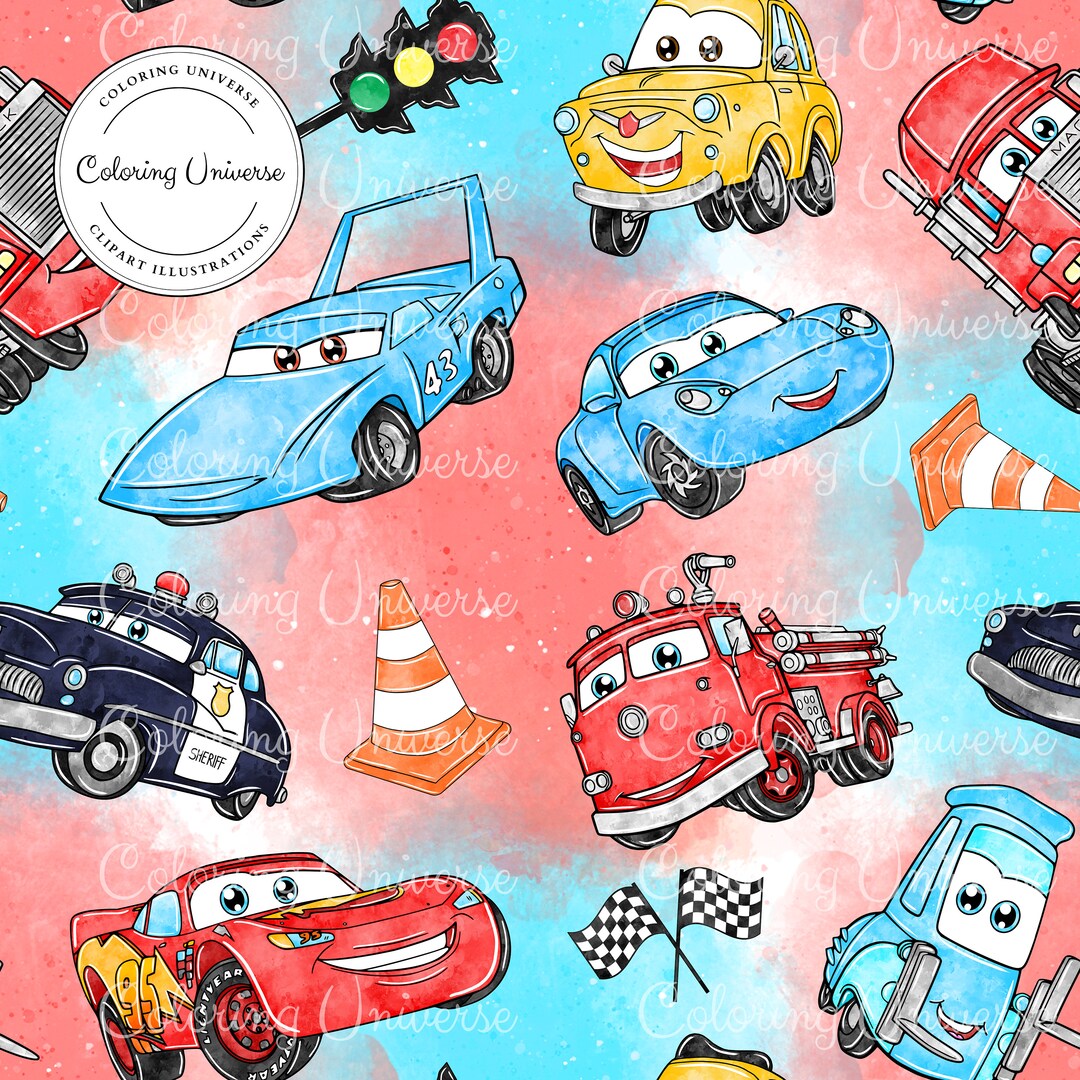 Disney Cars Seem Less Pattern Cars Seamless File Seamless Pattern, Digital Paper, Seamless Design ...
