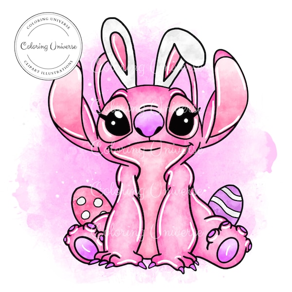 Cute Spring Time Angel PNG Clipart - Lilo and Stitch Clipart - Transparent Background - Sublimation Watercolor Design - Easter Style