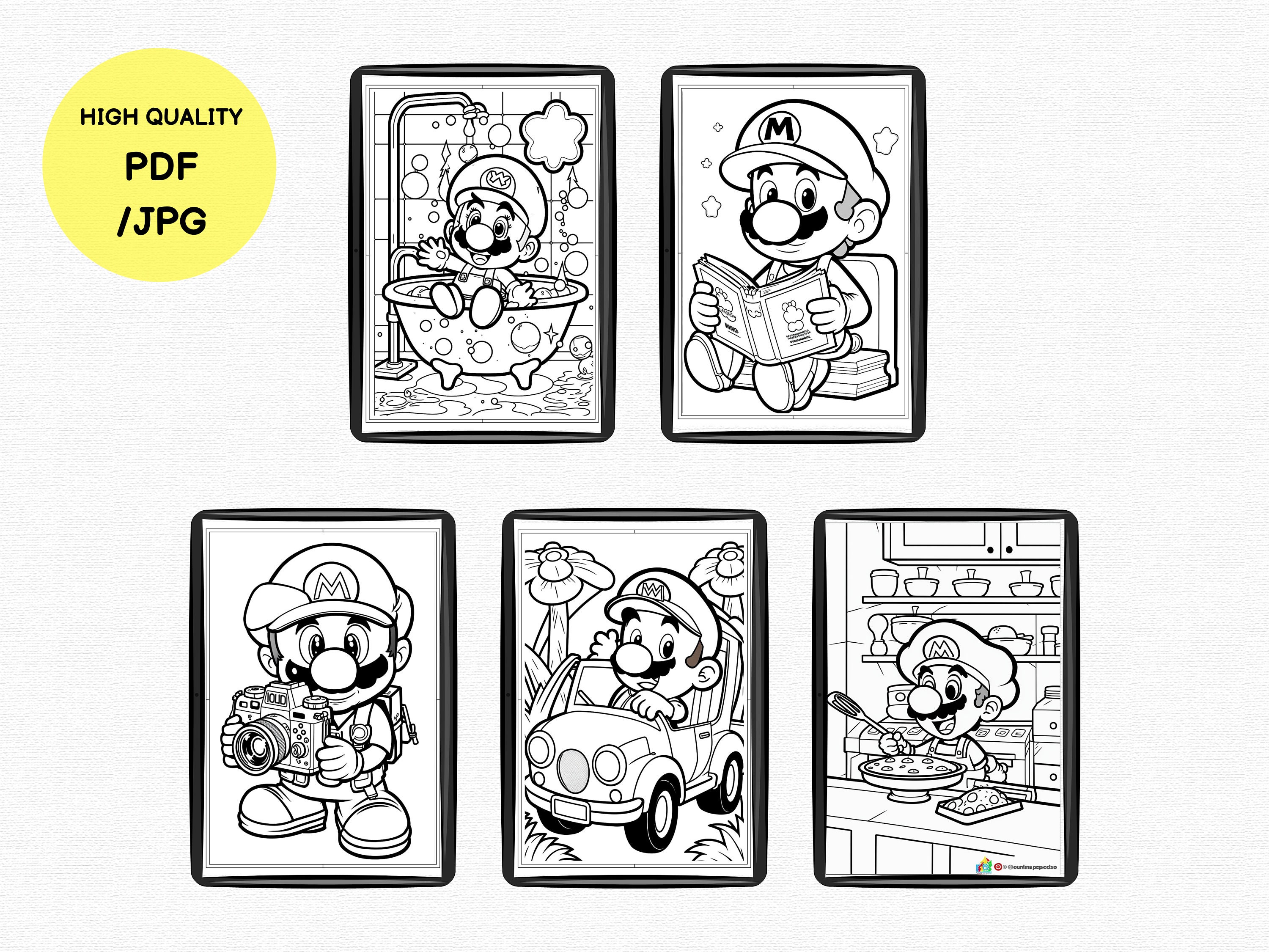 Super Mario PDF Coloring Book JPG Coloring Page (Instant Download) - Etsy