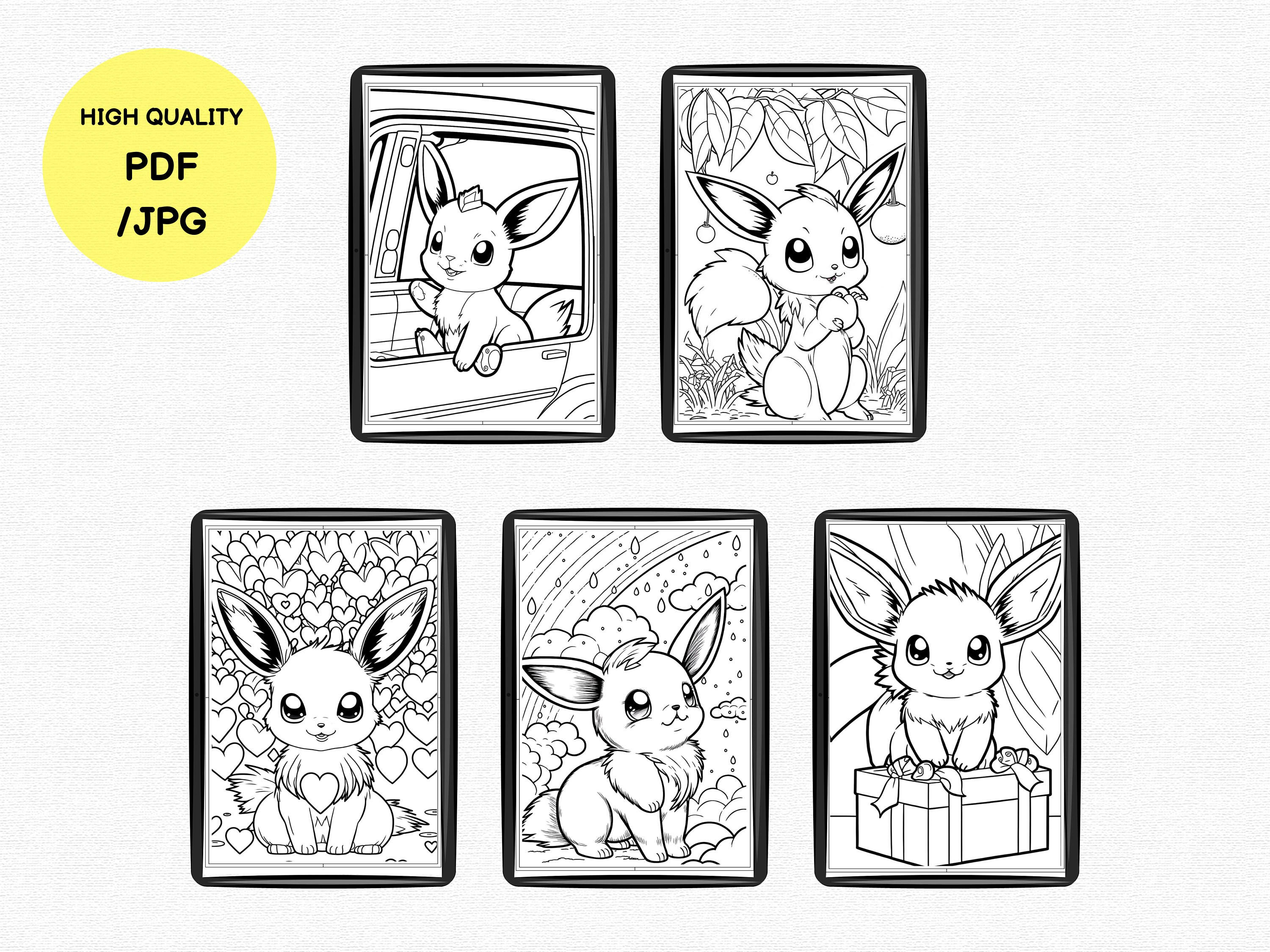 Cute Eevee Coloring Pages for Kids and Adults PDF JPG - Etsy Singapore