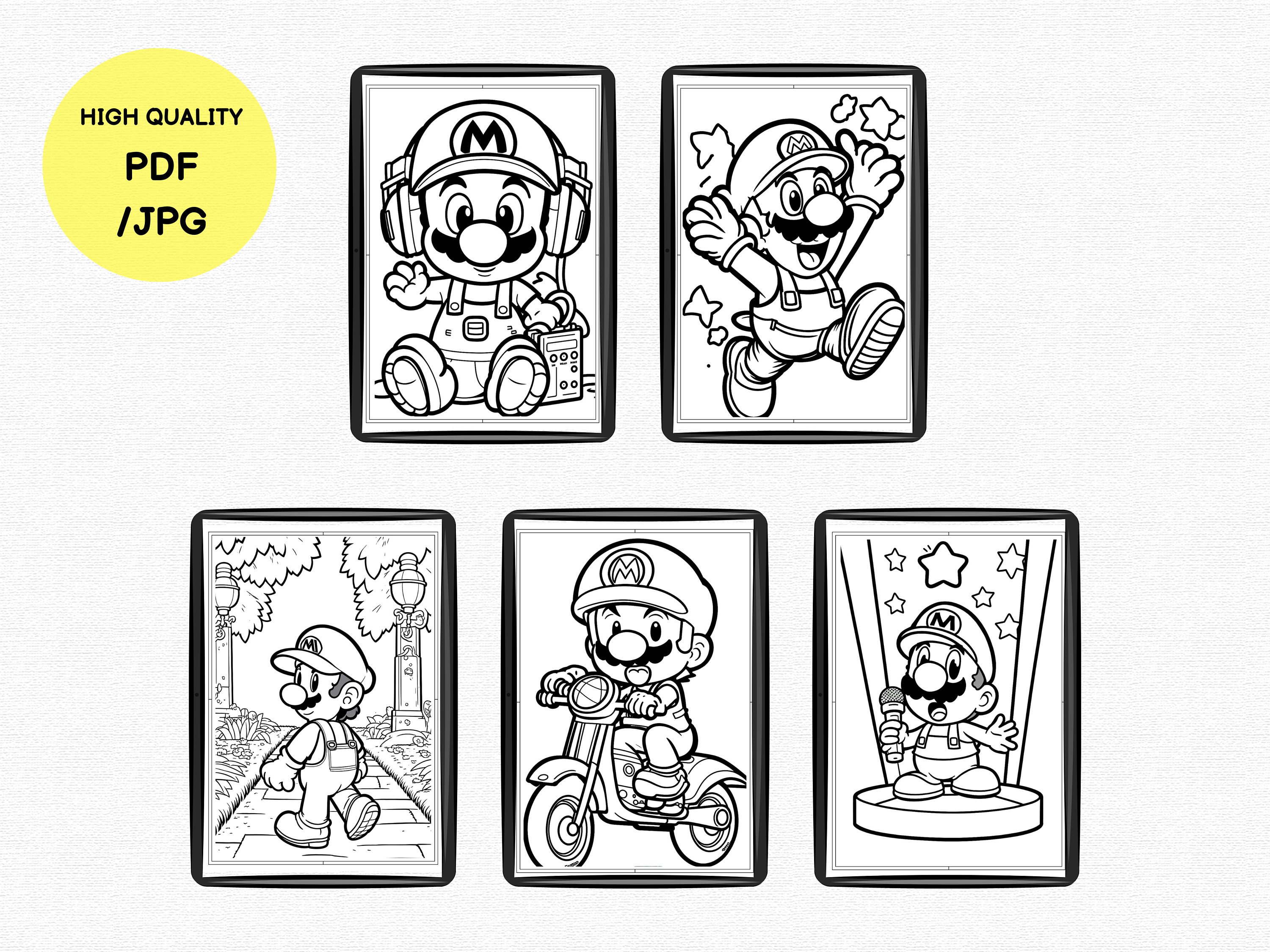 Super Mario PDF Coloring Book JPG Coloring Page (Instant Download) - Etsy