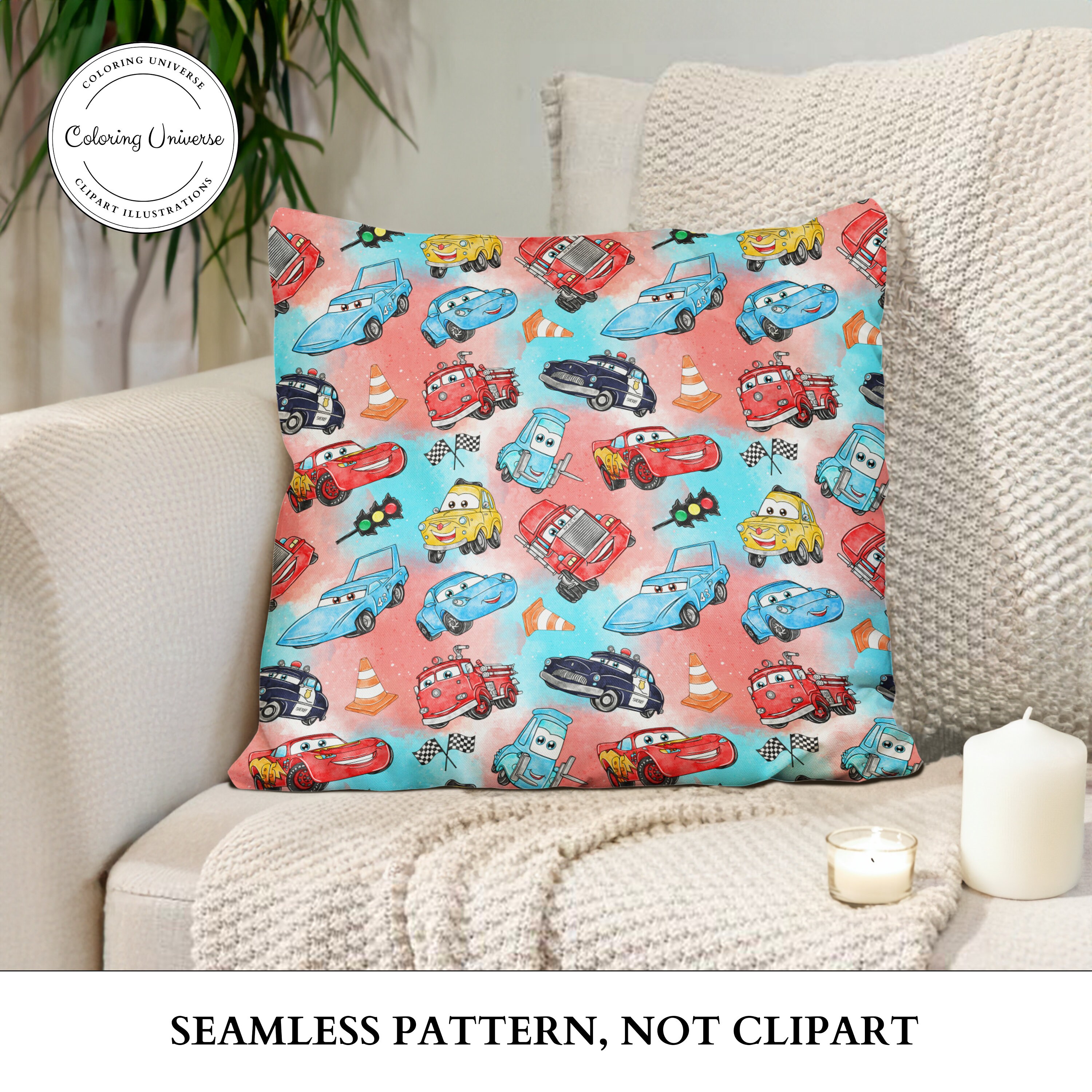 Disney Cars Seem Less Pattern Cars Seamless File Seamless Pattern, Digital Paper, Seamless Design ...