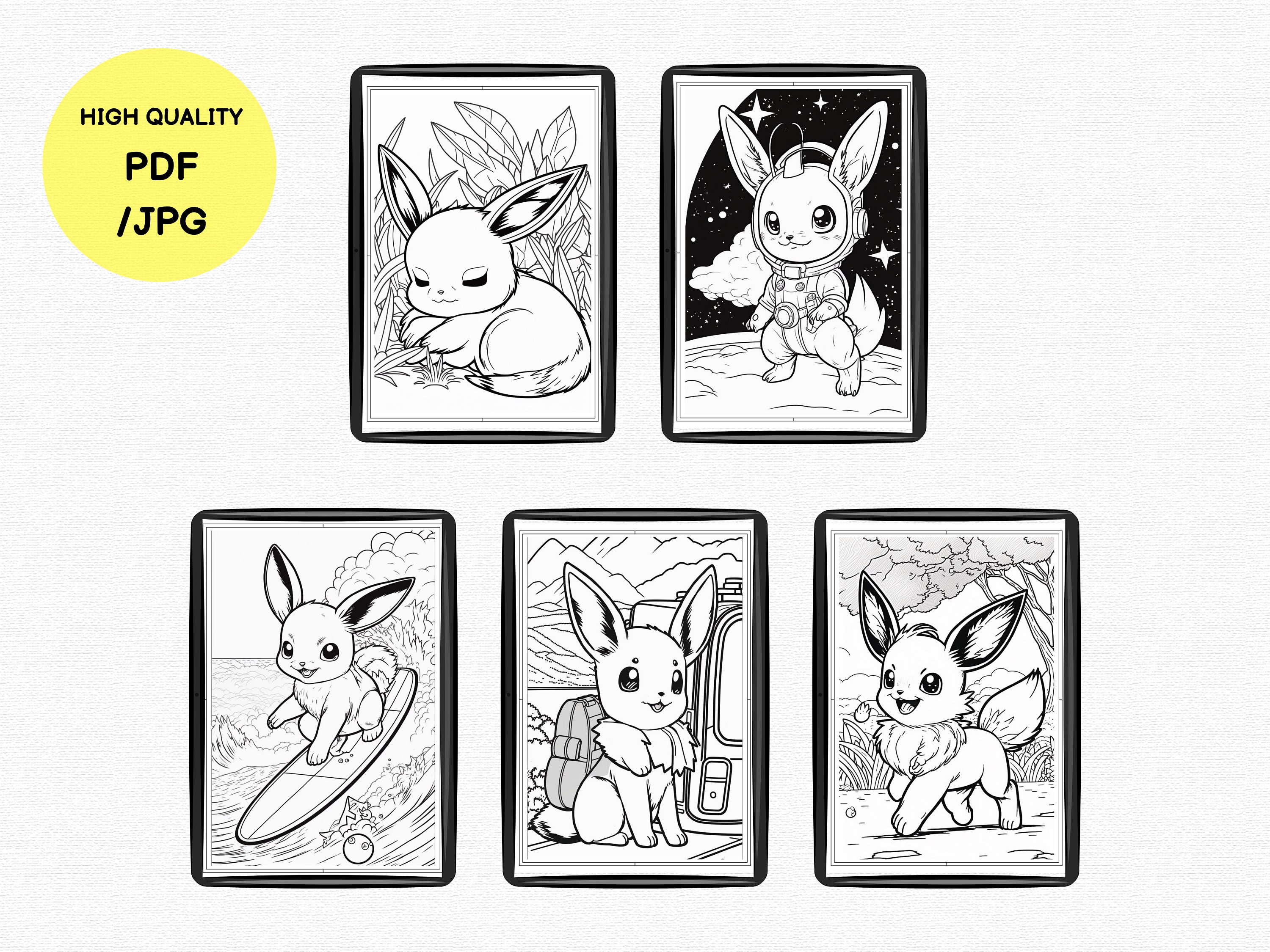 Cute Eevee Coloring Pages for Kids and Adults PDF JPG - Etsy Singapore