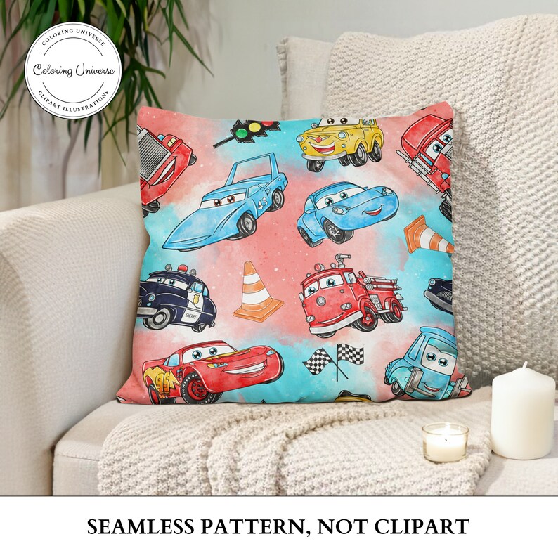 Disney Cars Seem Less Pattern Cars Seamless File Seamless Pattern, Digital Paper, Seamless Design ...