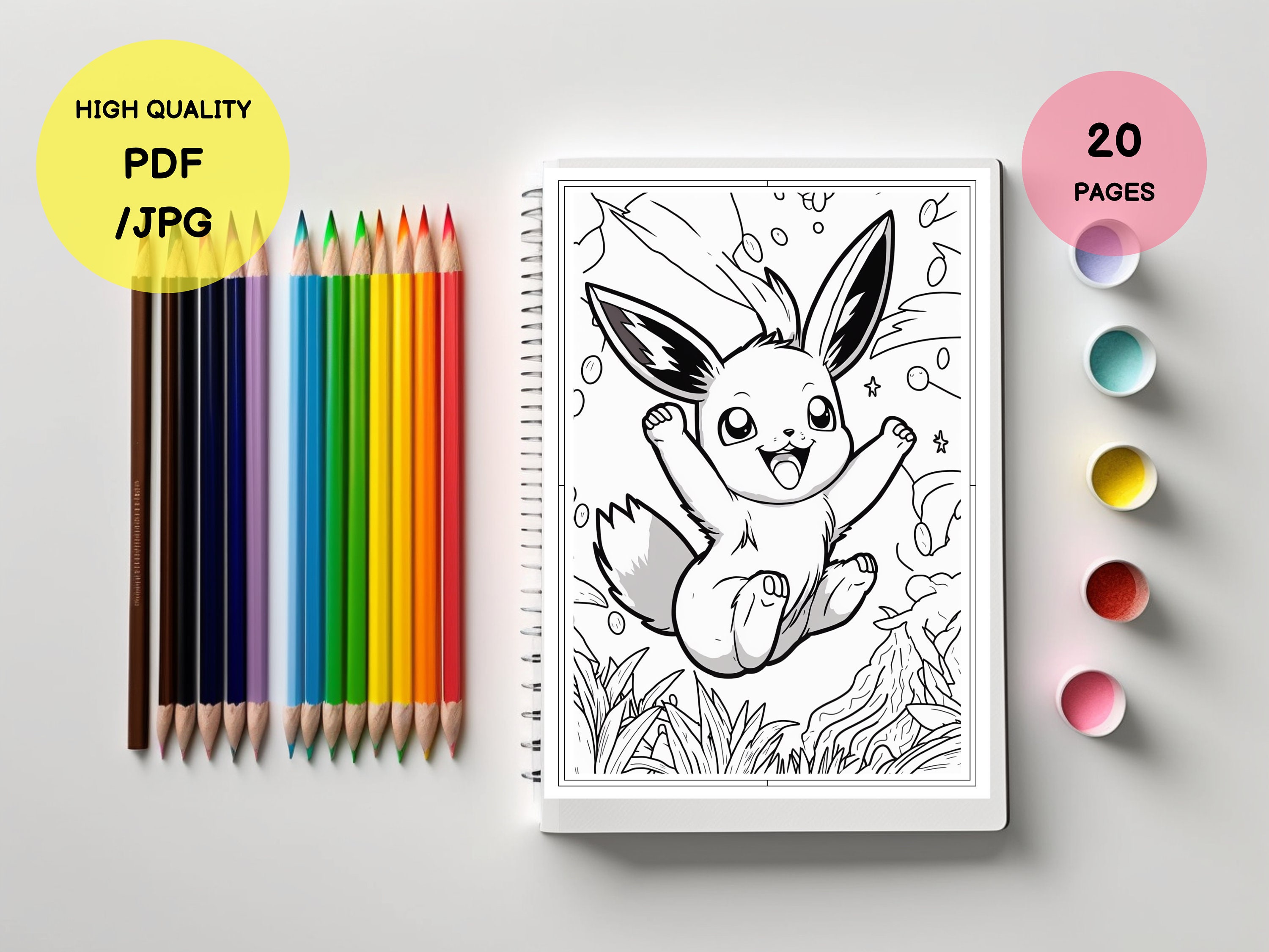Cute Eevee Coloring Pages for Kids and Adults PDF JPG - Etsy