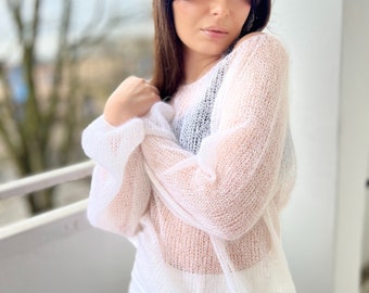 Mohair Sweater, wedding sweater, mohair jumper, wool sweater, spring outfit, air thin sweater,