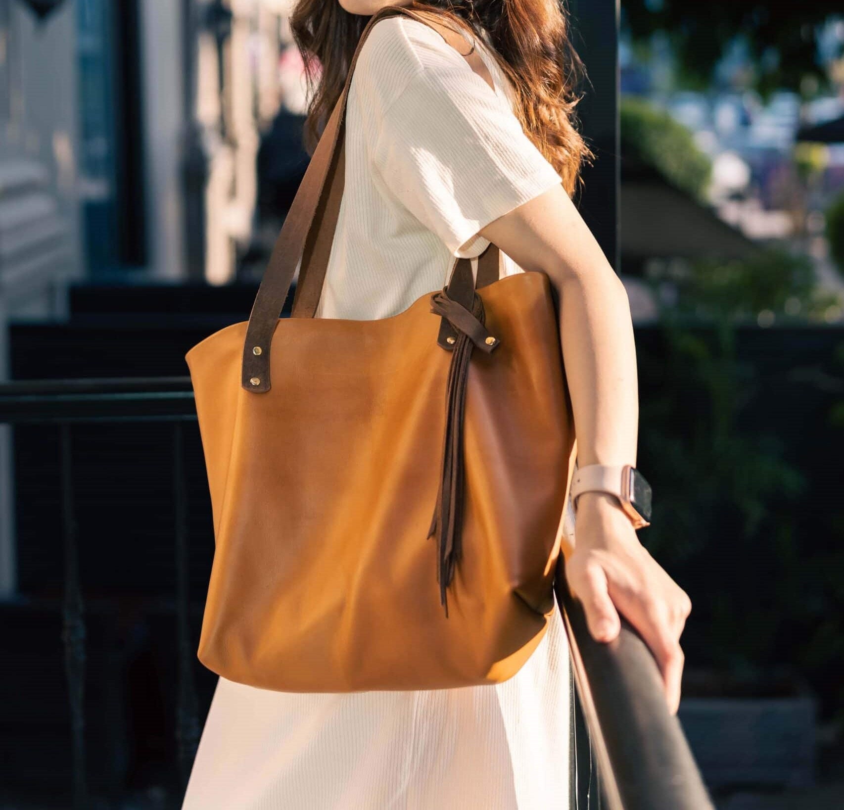 OHGA レザーバッグブラウン OHGA トートバッグショルダー本革ブラウン