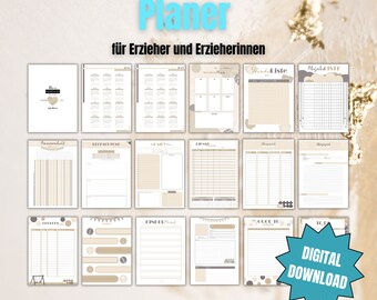 Printable planner for educators | Digital Download | 2024 | Calendar, group list & more for everyday kindergarten PDF German