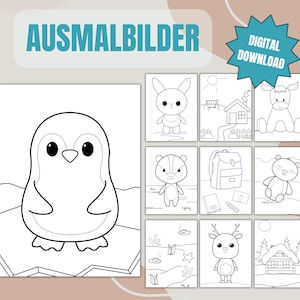Easy coloring pages for kids | Paint | coloring| coloring book | Animals | cute design | Templates | To print | PDF