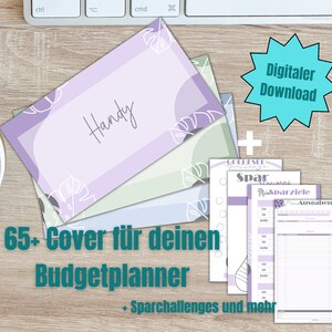 Budget Planner | Envelope method | 65+ cover pages in 4 colors | Savings Challenges | Cash stuffing | To print | PDF | German