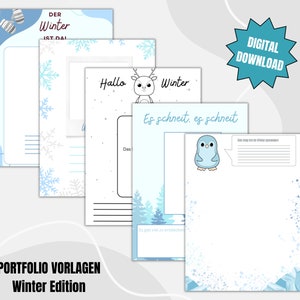 PORTFOLIO VORLAGEN für Erzieher zum Ausdrucken | Winter Edition | Digitaler Download | Für den Kindergarten Alltag | PDF | deutsch