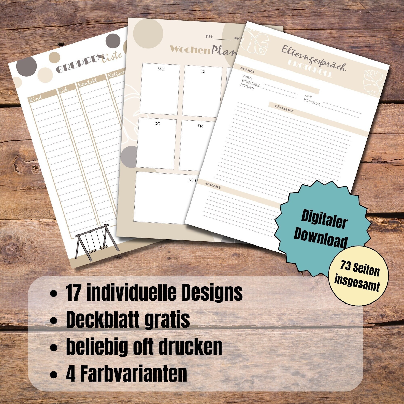 Planer für Erzieher zum Ausdrucken Digitaler Download 2024 Kalender 