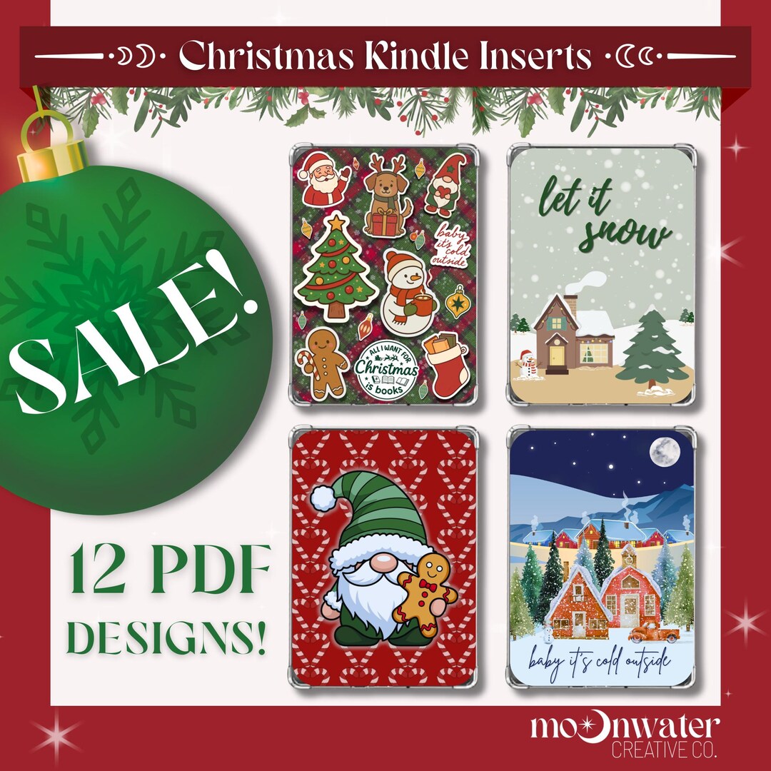 12 DESIGNS! - Printable Kindle Insert for Clear Case | Cozy Christmas ...