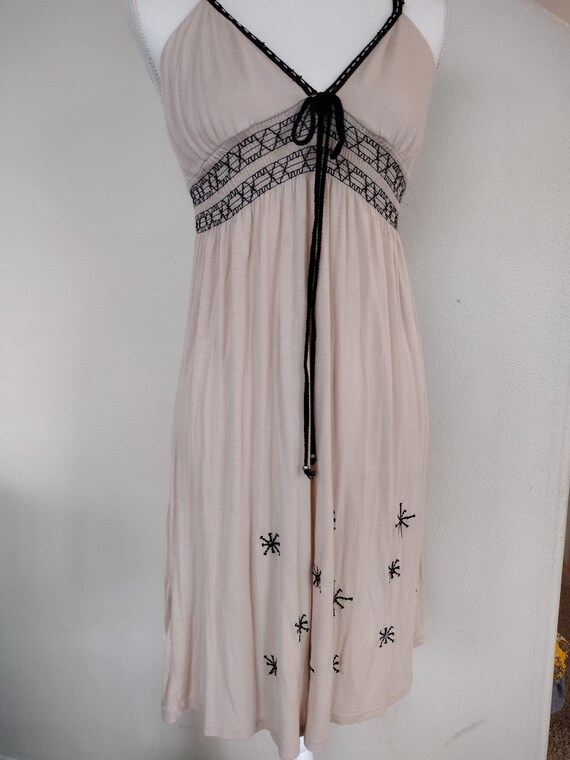 Vintage 1990s cotton sundress in cream and black - image 3
