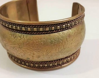 Large brass cuff bracelet, vintage