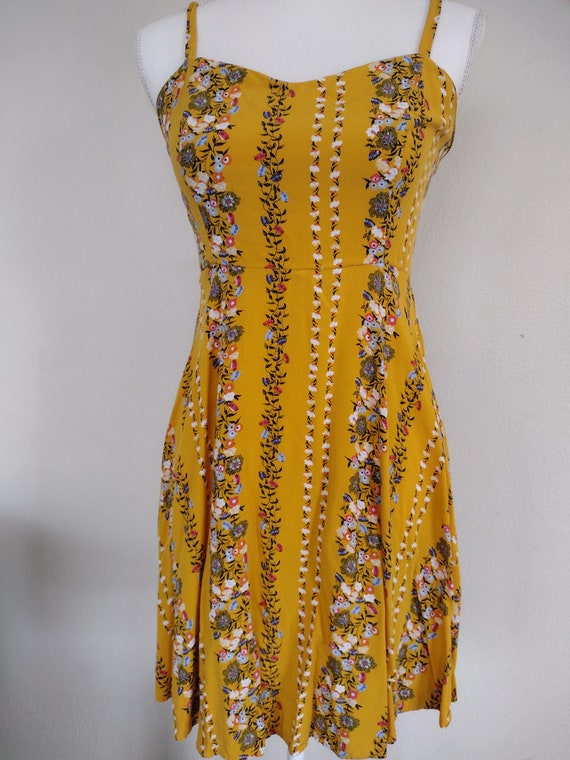 Yellow sundress, woman's size 4/6 flower dresscir… - image 1