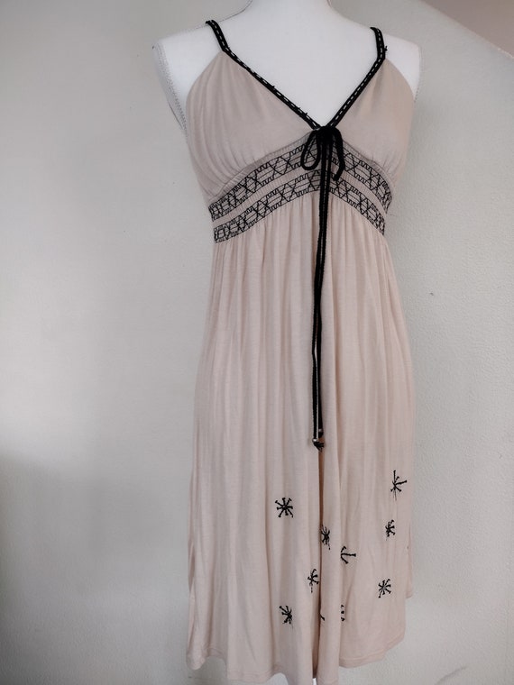 Vintage 1990s cotton sundress in cream and black