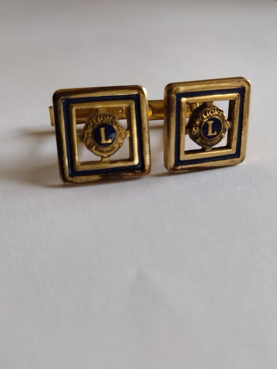 Gold cufflinks, Lions Club, Masonic, L initial