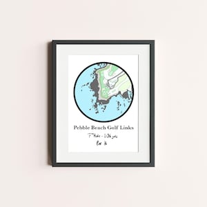 Pebble Beach Golf Links 7th Hole  | Golf Course Art Print | Golf Gift (Colour)