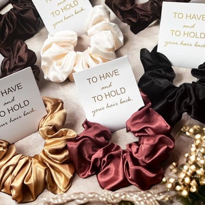Bridesmaid Scrunchies, Soft Silky Satin Hair Scrunchies, Hair Accessories for Her, Hair Tie, Gift for Friend, Bridesmaid Proposal Gift
