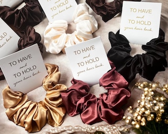 Bridesmaid Scrunchies, Soft Silky Satin Hair Scrunchies, Hair Accessories for Her, Hair Tie, Gift for Friend, Bridesmaid Proposal Gift