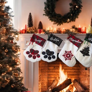 Pet Paw Christmas Stockings, Personalized Pet Stockings, Dog & Cat stocking, Christmas stocking, Christmas gift, Dog Personalized Stocking