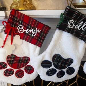 Tabby Orange Cat Personalized Christmas Stocking, Ginger Cat Owner Lover Pet Holiday Gift Animal Home Decor 16x10" Linen Plaid Custom Name