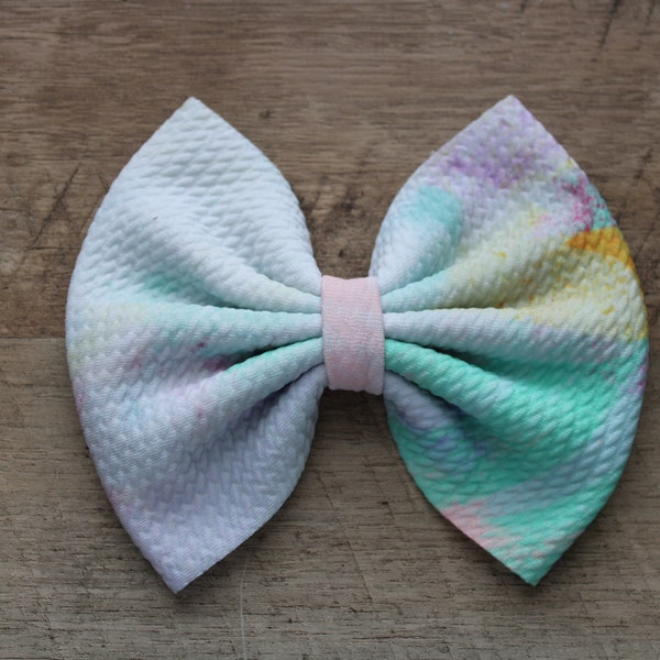 Pastel Tie-Dye Hair Bow | Piggy Bows | Pastel Hair Bow | Tie-Dye Hair Bow | Baby Hair Bow | Girl's Hair Bow | Hair Clip