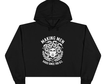 Felpa corta Medusa - Design mitologico unico, streetwear grintoso, dichiarazione di stile, felpa di tendenza, pullover grafico accattivante
