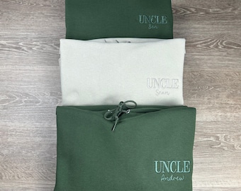 Custom Embroidered Uncle Hoodie, Brother&#39;s Baby Reveal Gift, Personalize with Uncle Name, Personalized Family Gift, Proud Uncle Sweatshirt