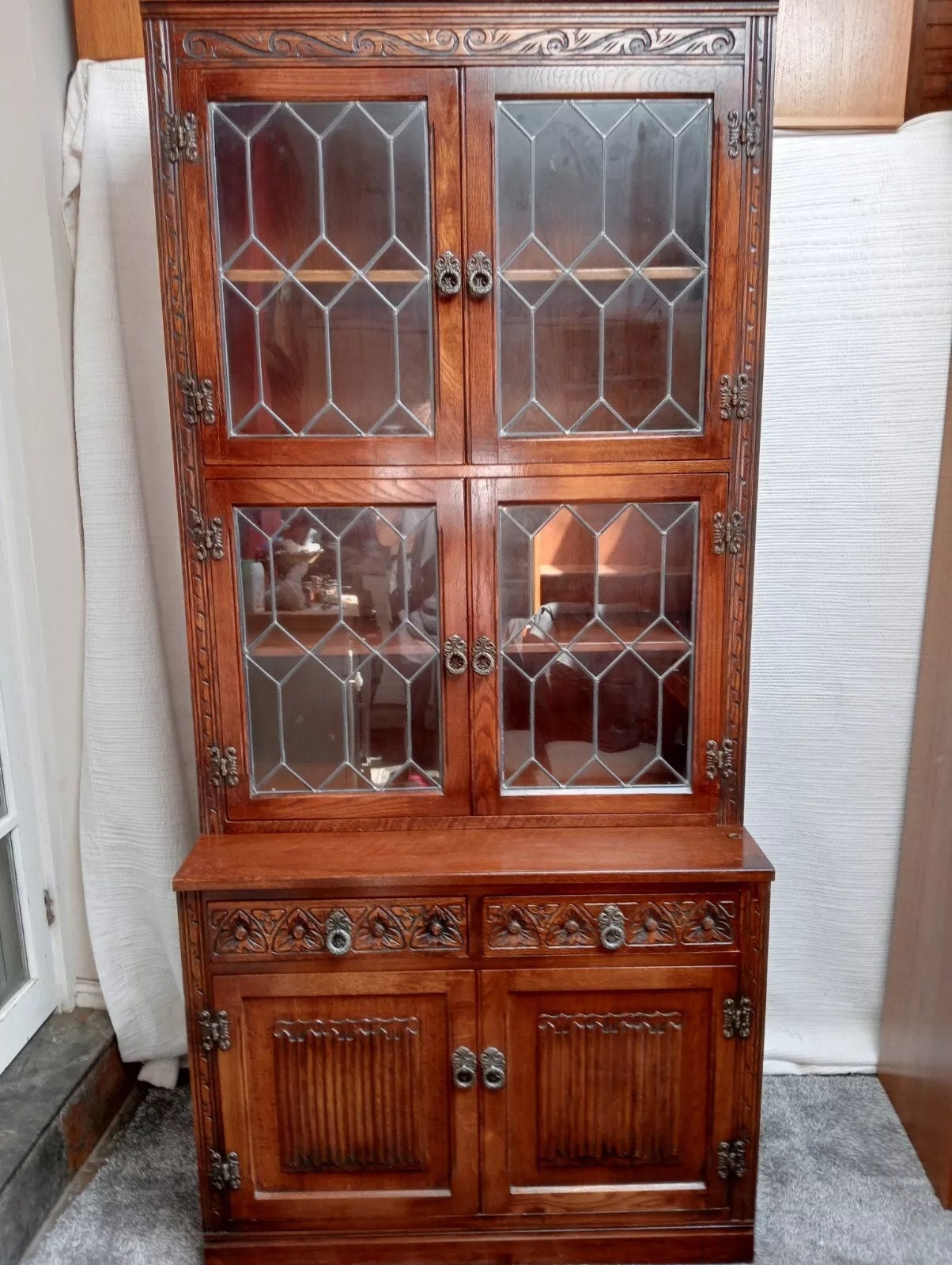 Old Charm Cabinet With 4 Glazed Doors to the Top Etsy UK